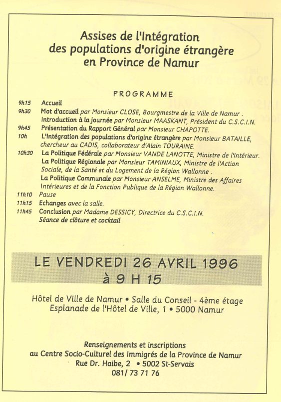 1996 — Promotion des Assises de l’intégration (vignette)